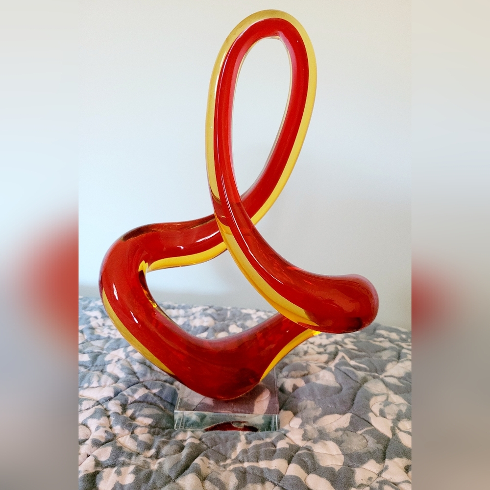 Vibrant Red and Yellow Abstract Sculpture Art